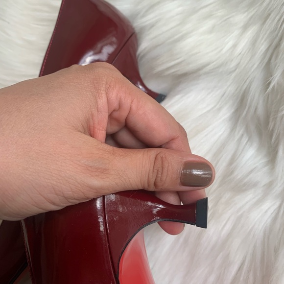 Christian Louboutin square toe burgundy kitten heels - Picture 11 of 12